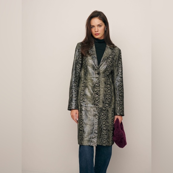 Veda Snake Print Leather Jacket - Black and Gray - Picture 12 of 13